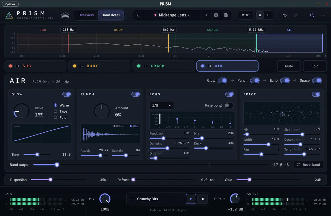 Yurt Rock PRISM - Multiband Spatial FX Drum Plug-In